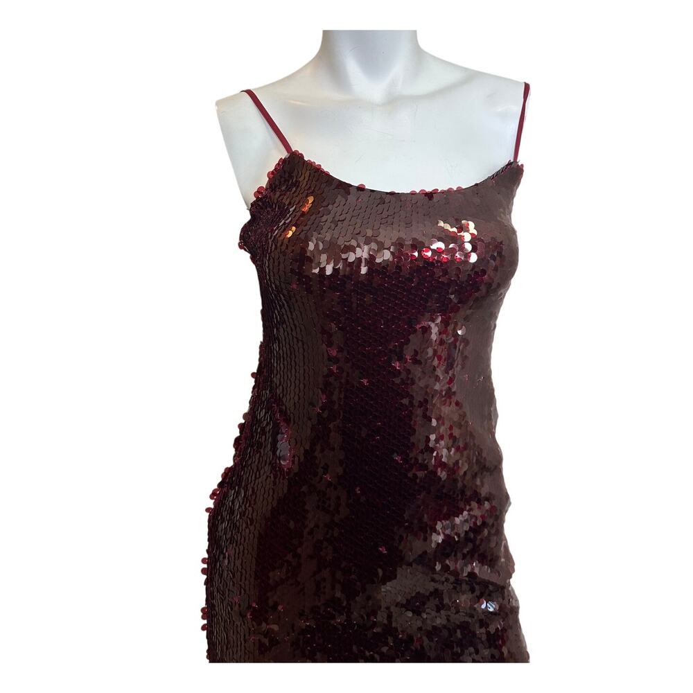 Runaway The Label Burgundy Sequin Midi Dress Revolve NWT Side Slit S US 4 - Picture 3 of 13